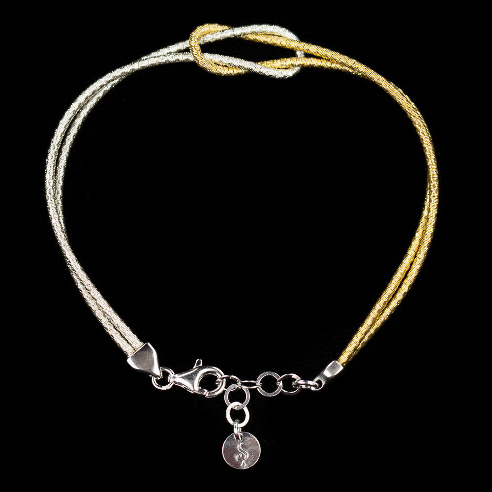 Refined goldplated bracelet with an infinity knot, 2mm