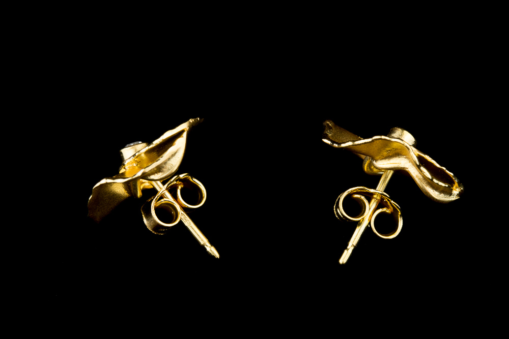 Yellow silver flower earrings