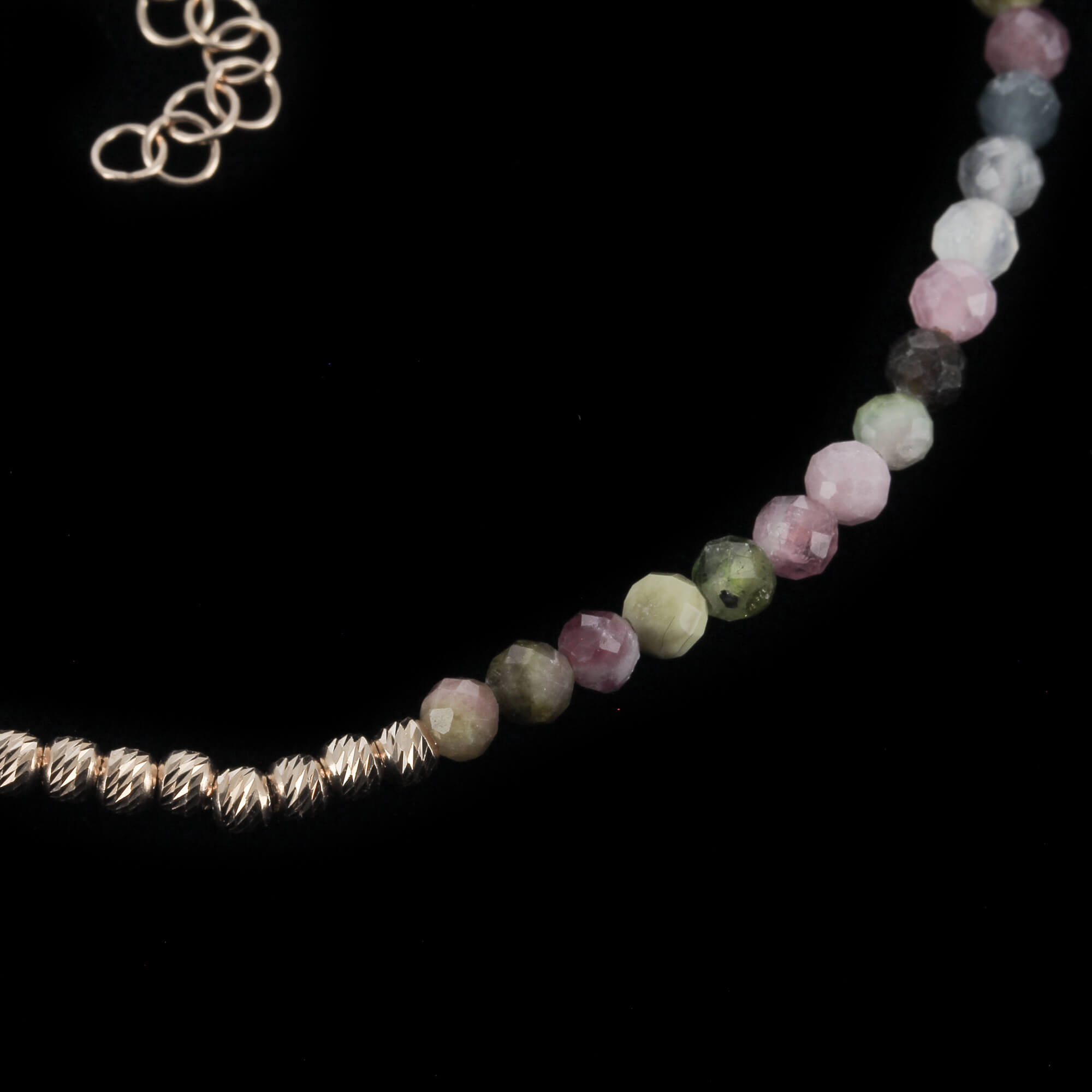 Rosé bracelet 2.5 mm balls with color stones