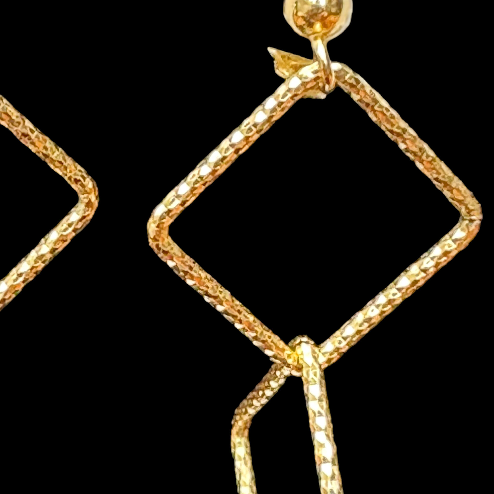 Gilded earrings with two open squares