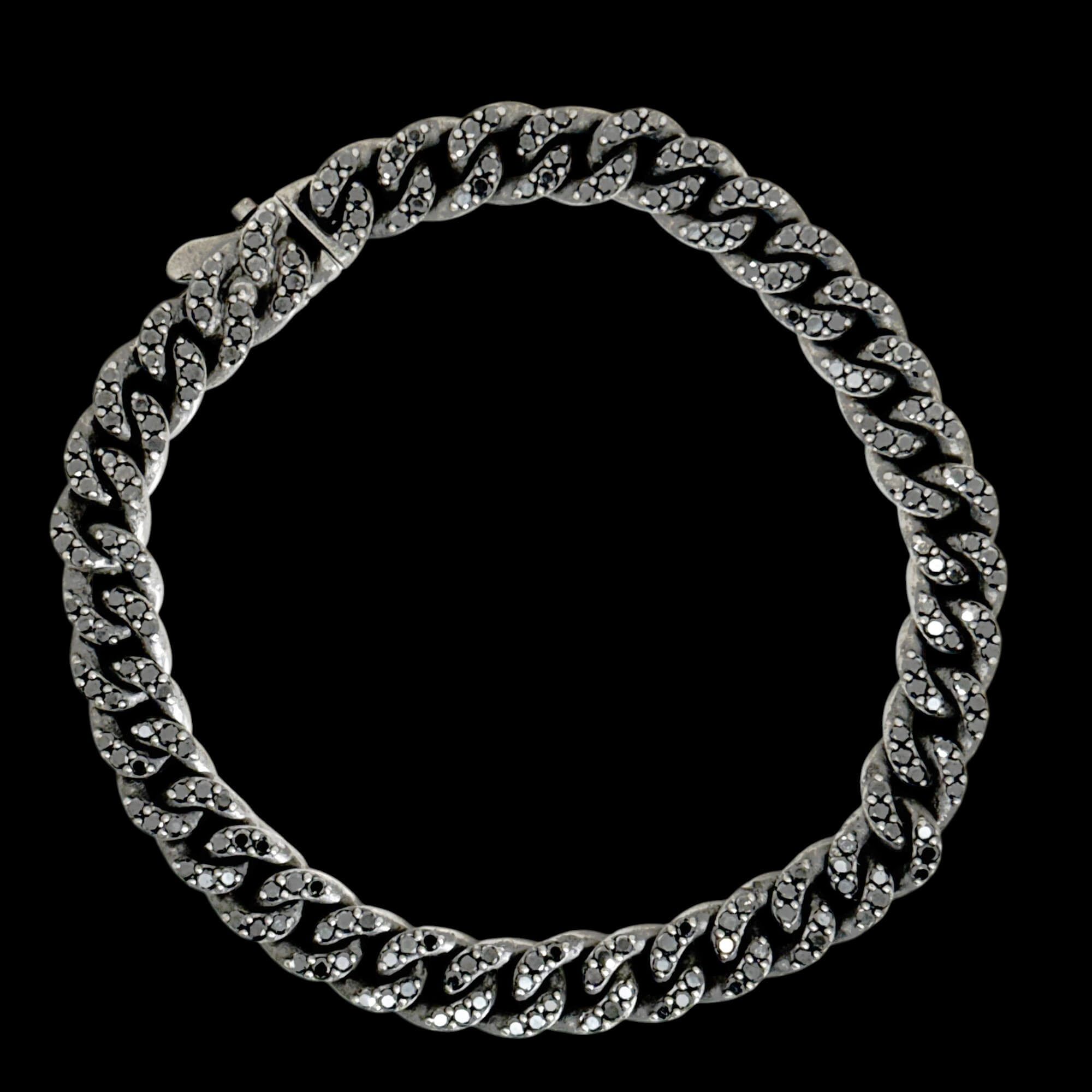 Titanium bracelet with black diamonds