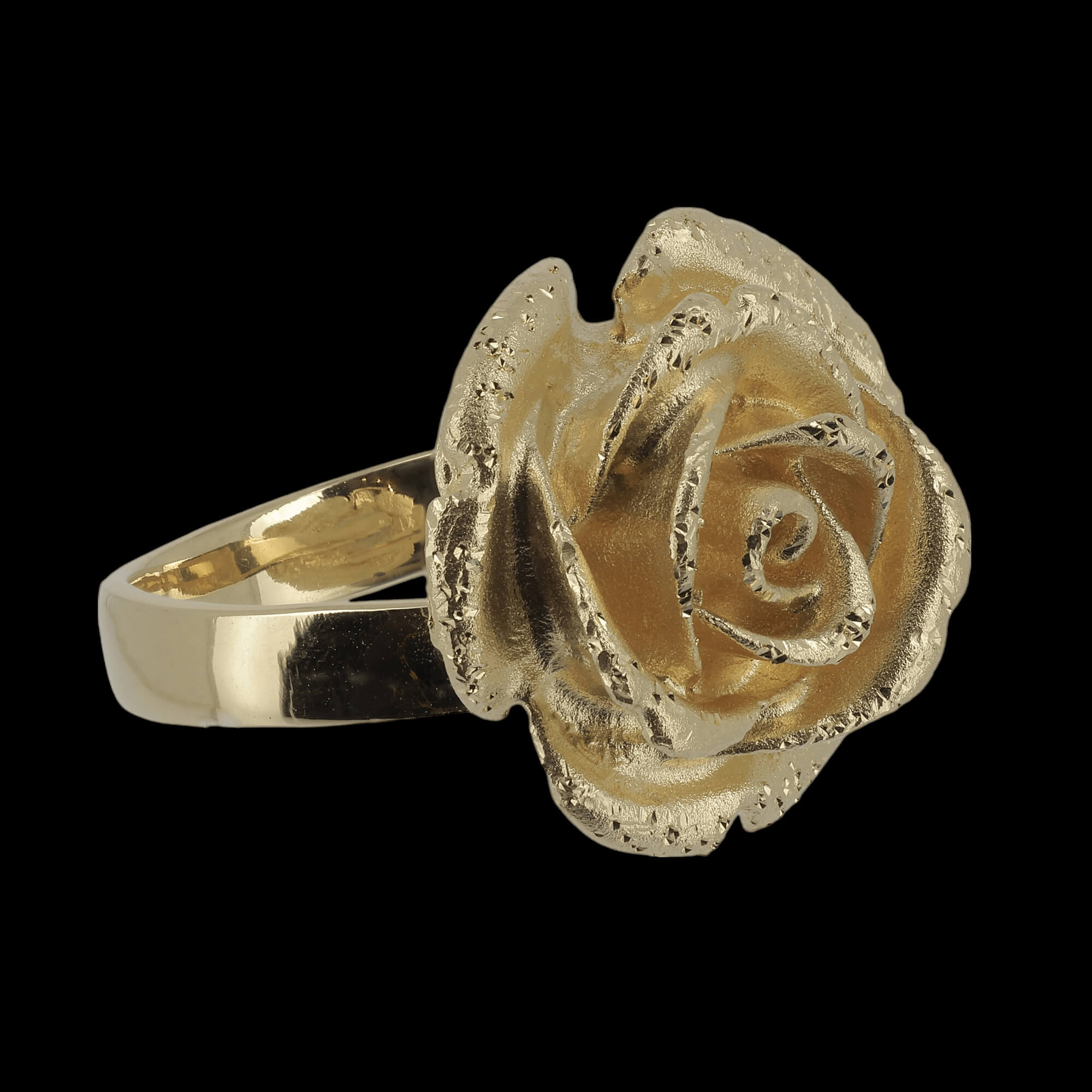 Ring doré et belle fleur / une taille unique