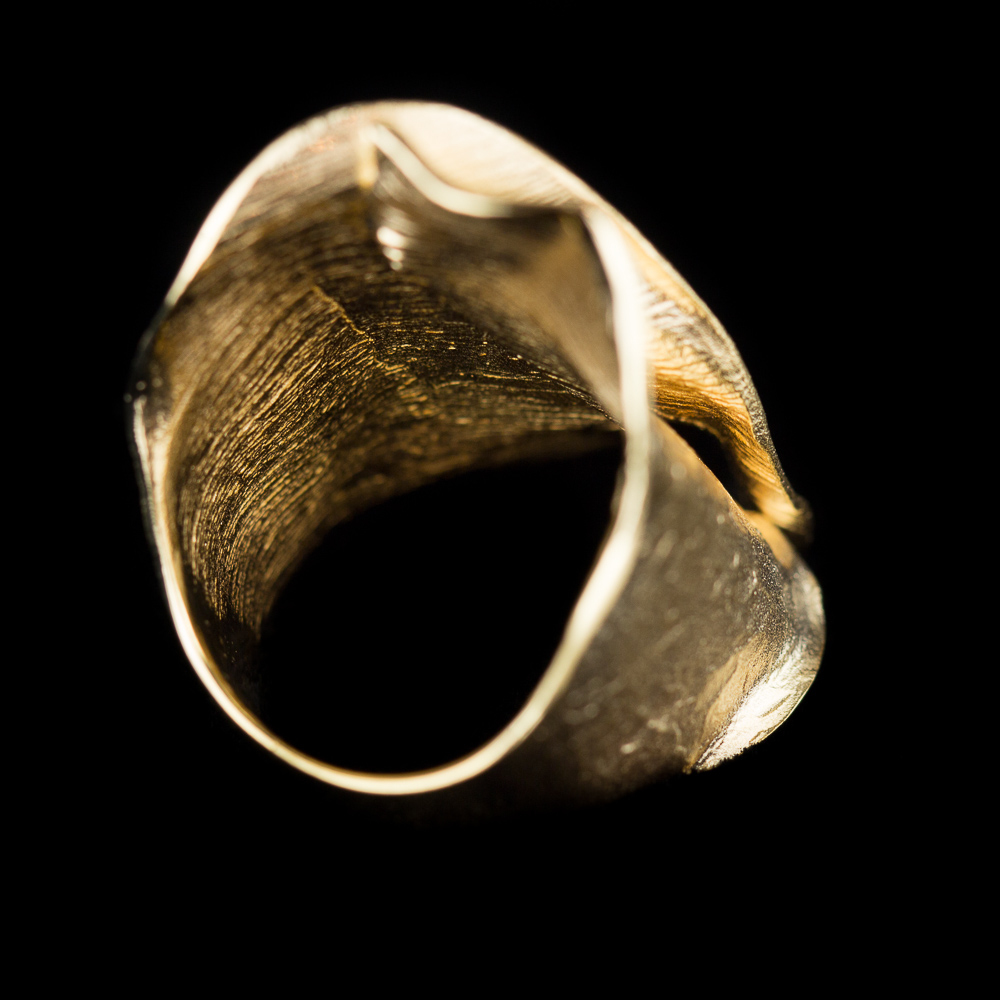 Matte beautiful wide gold plated and wavy ring