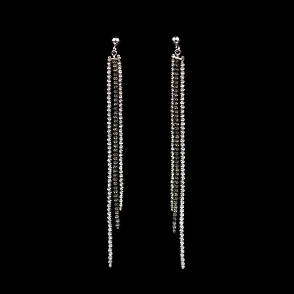 Long earrings, black and silver, Sanjoya