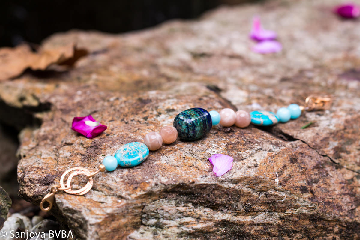 OX0413027 - Griekse armband met turquoise en kleurstenen