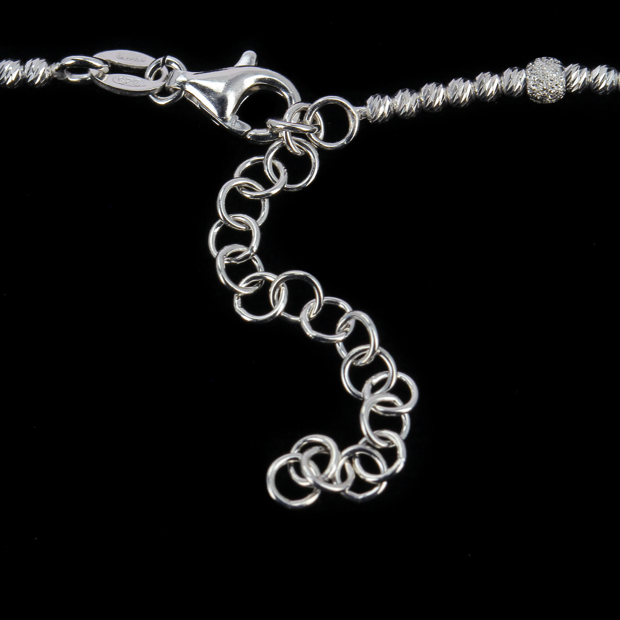 Silver ball bracelet, matte and shiny