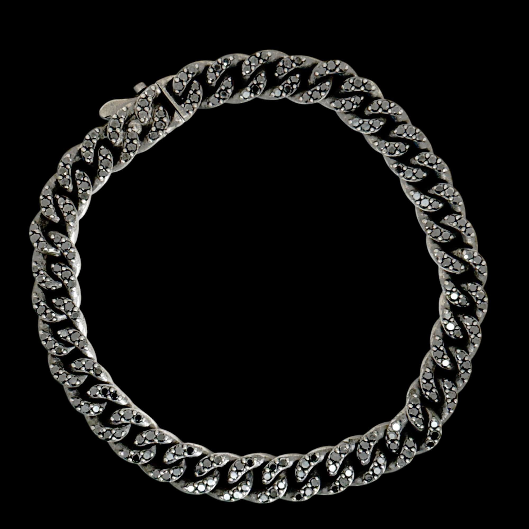 Titanium bracelet with black diamonds