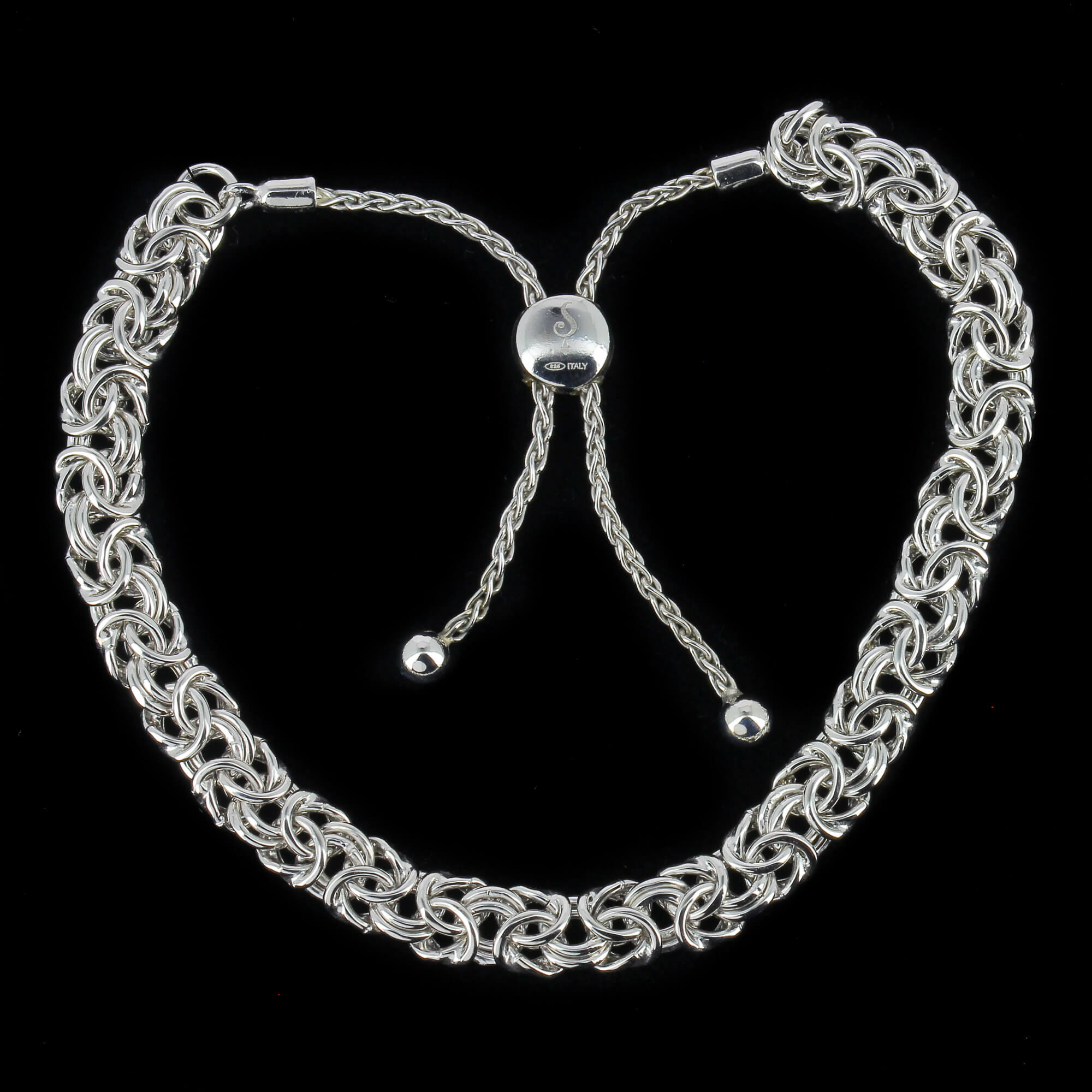 Created silver bracelet with adjustable lock