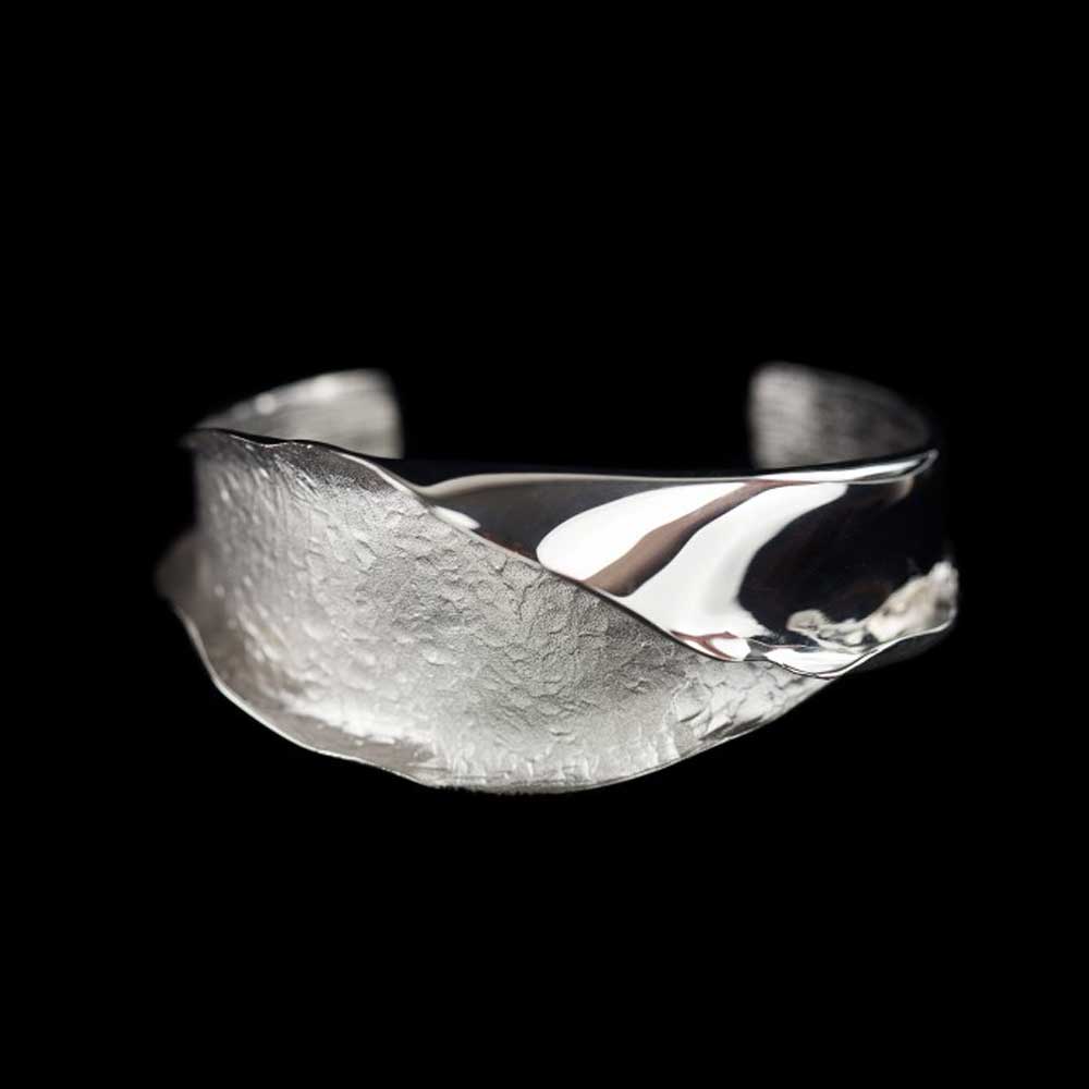 Silver cuff bracelet matt, polished with diamond-cut