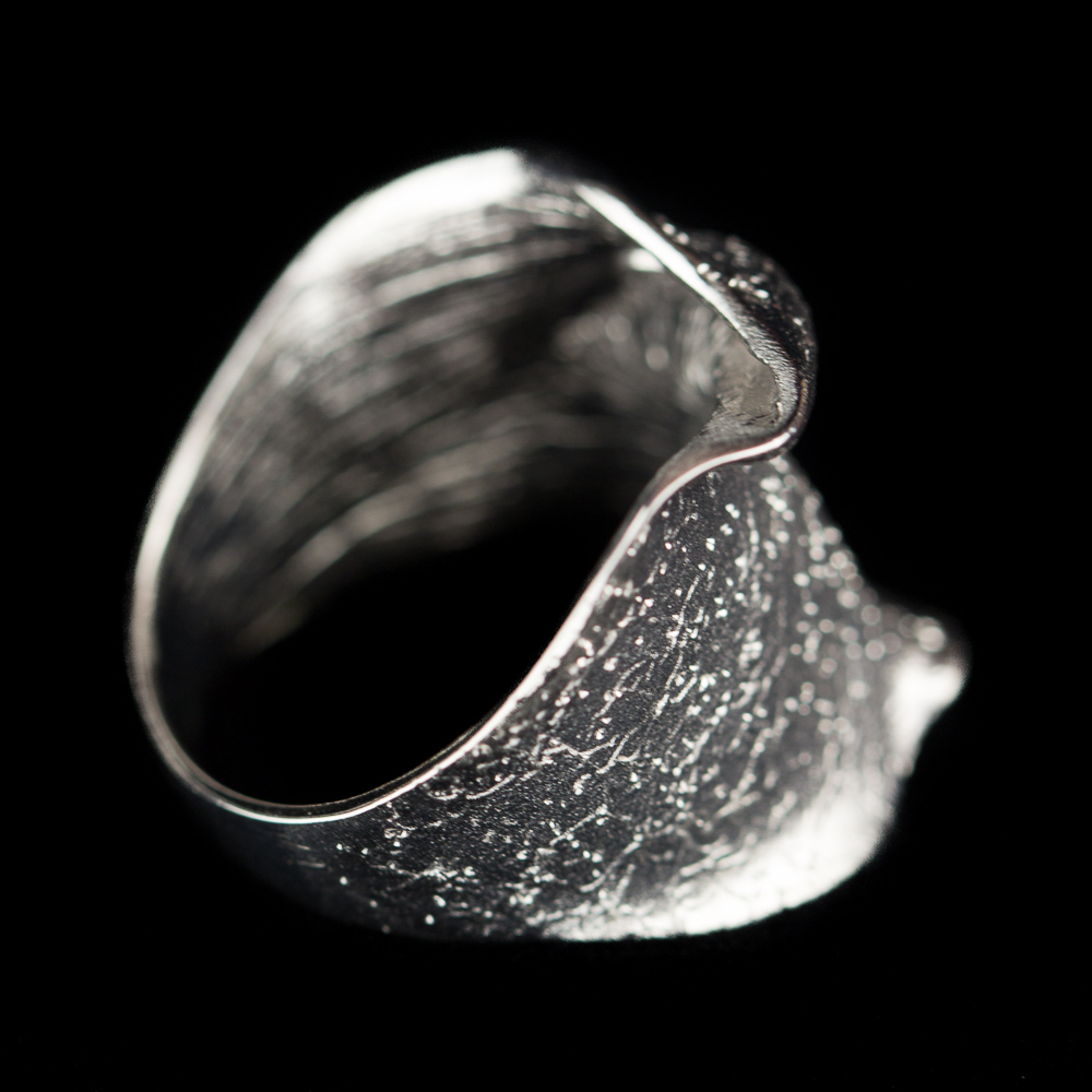 Silver ring, narrow and diamond-coated