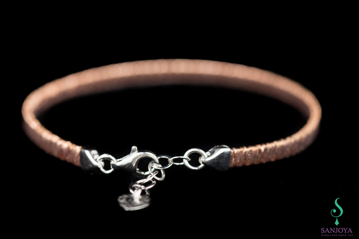 Refined rose bracelet of sterling silver, 4mm