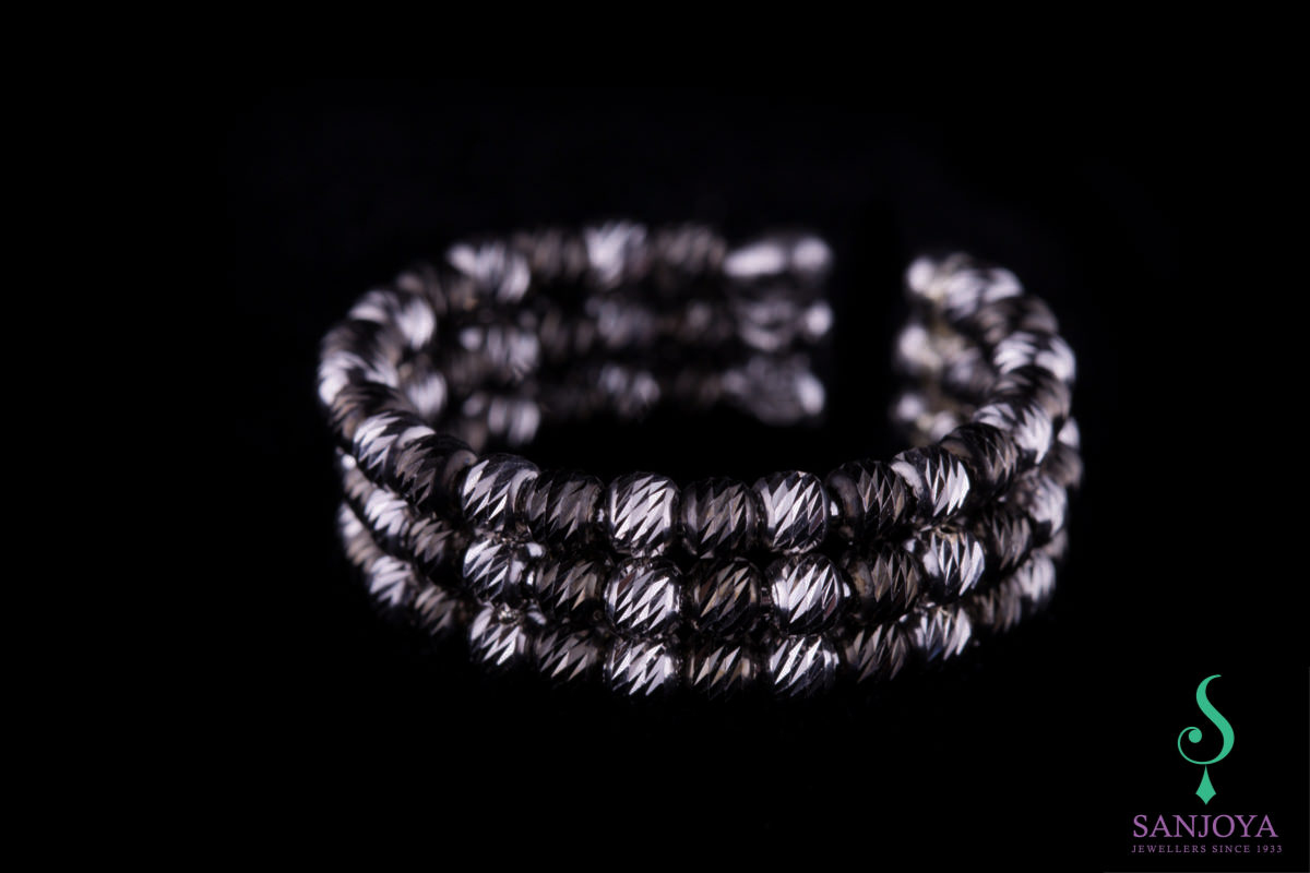SC0413024 - Italiaanse tweekleurige zilveren ring, 3 rijen