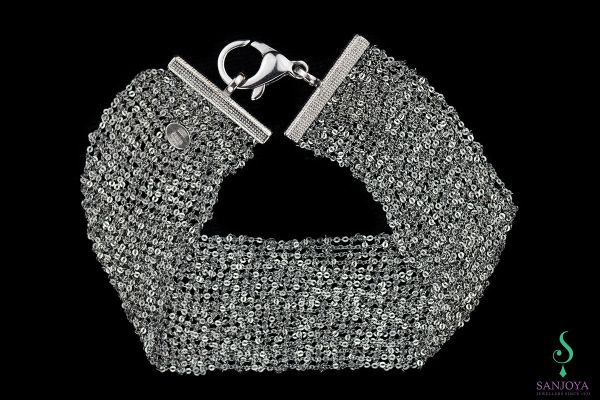 Dark grey bracelet of several necklaces/wide version