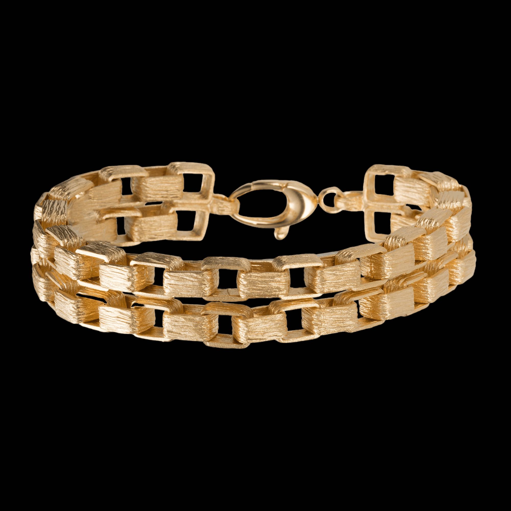 Tweerijige vergulde schakelarmband