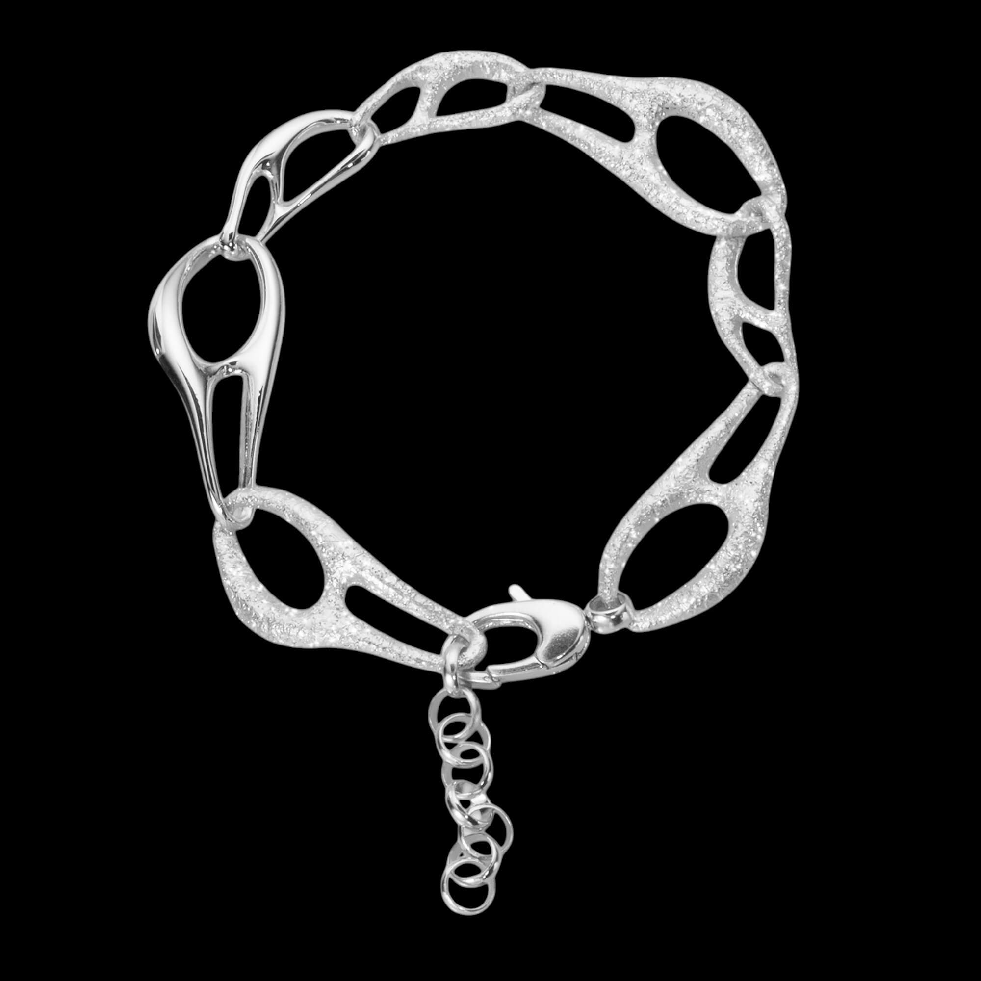 Silver Bracelet with Swirl and Link Motif