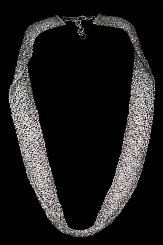 Dark gray necklace of intertwined silver