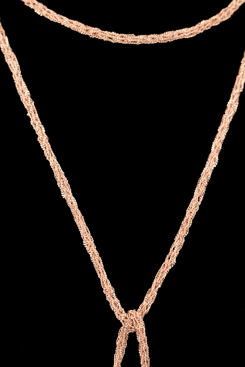 BIZ0318001_RG - Dunne rosé sjaalketting, 18Kt Goud