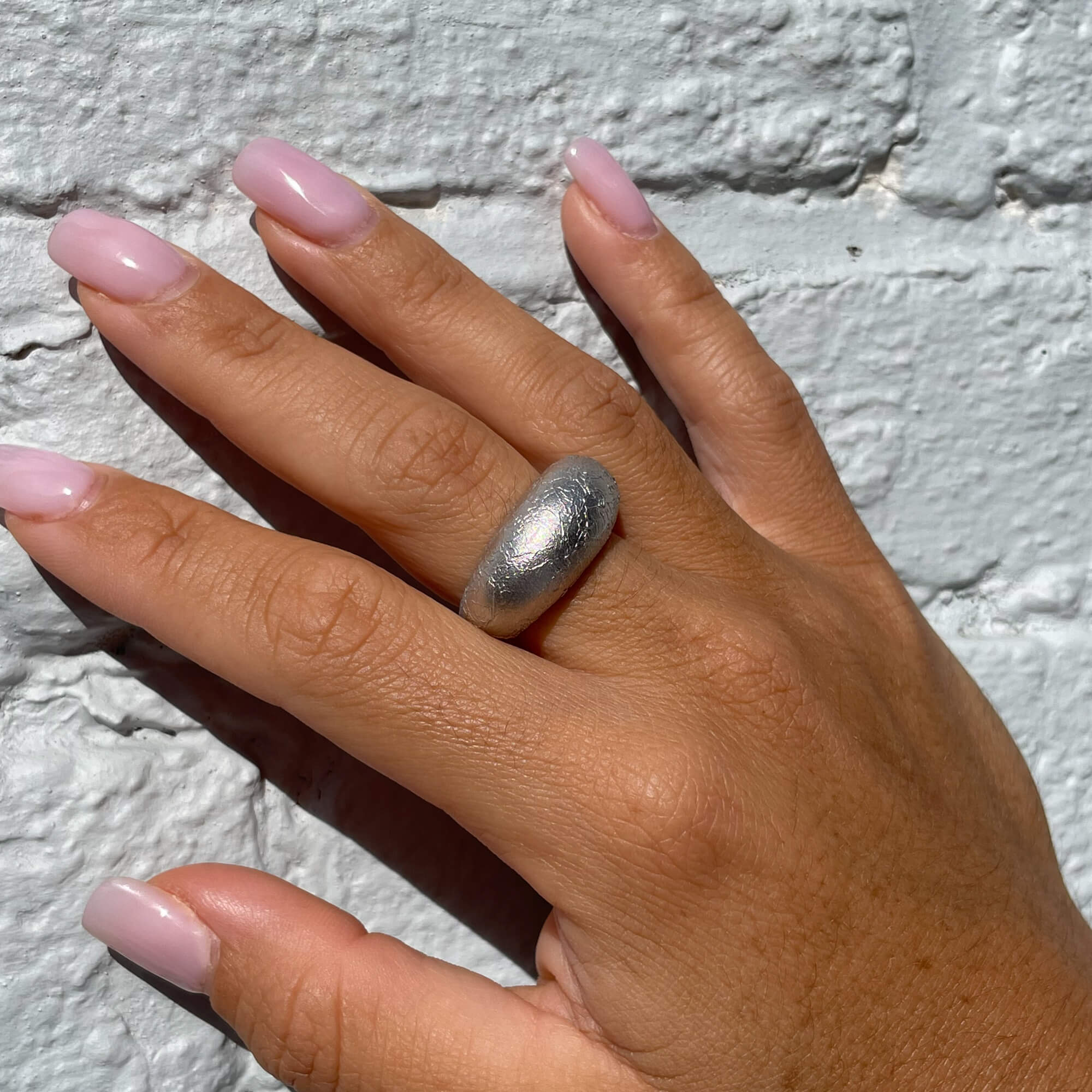 Processed silver and matte ring