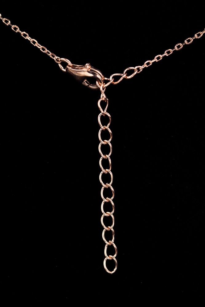 Rose gold necklace with black zirconia stones