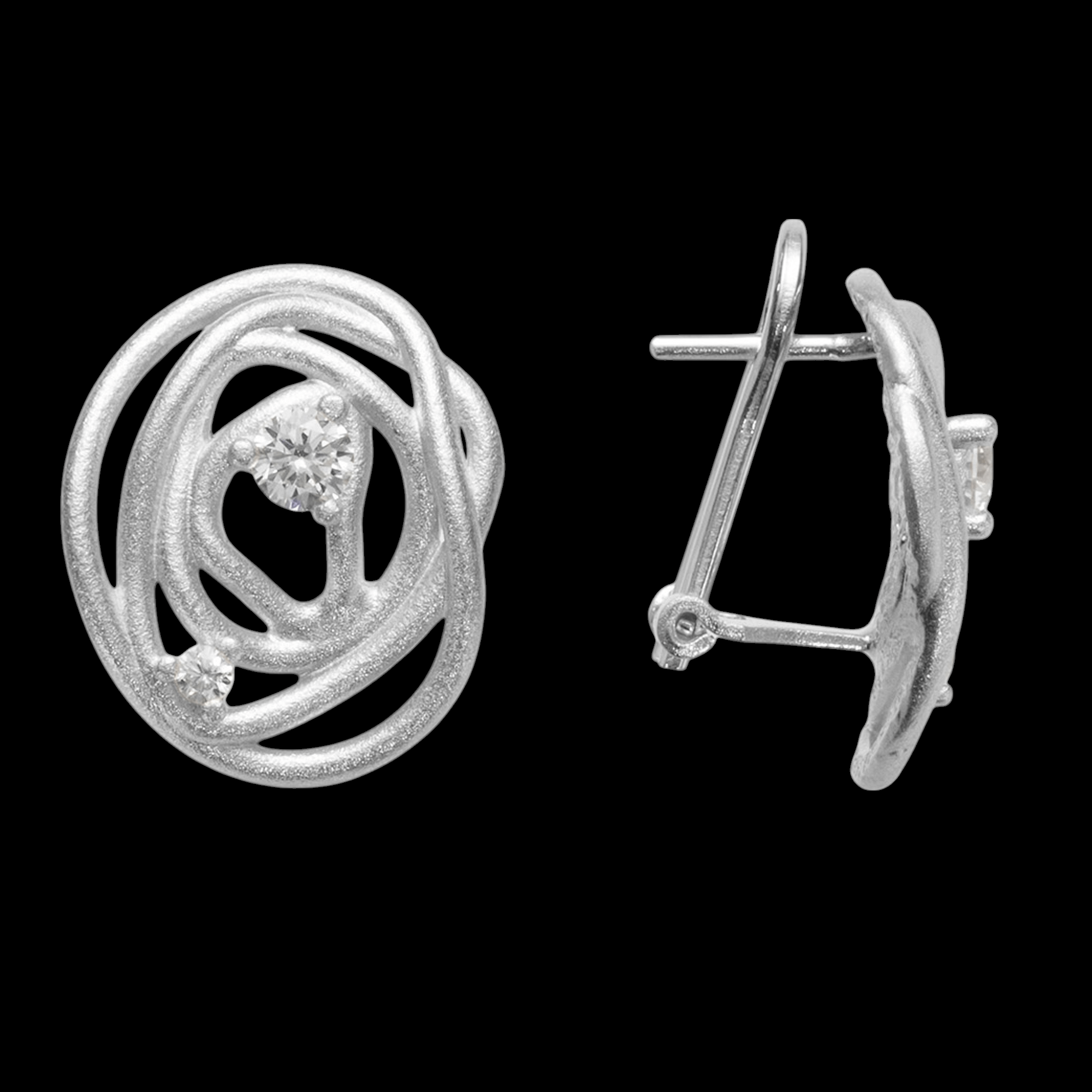 Elegante zilveren oorbelletjes met 2 fonkelende steentjes