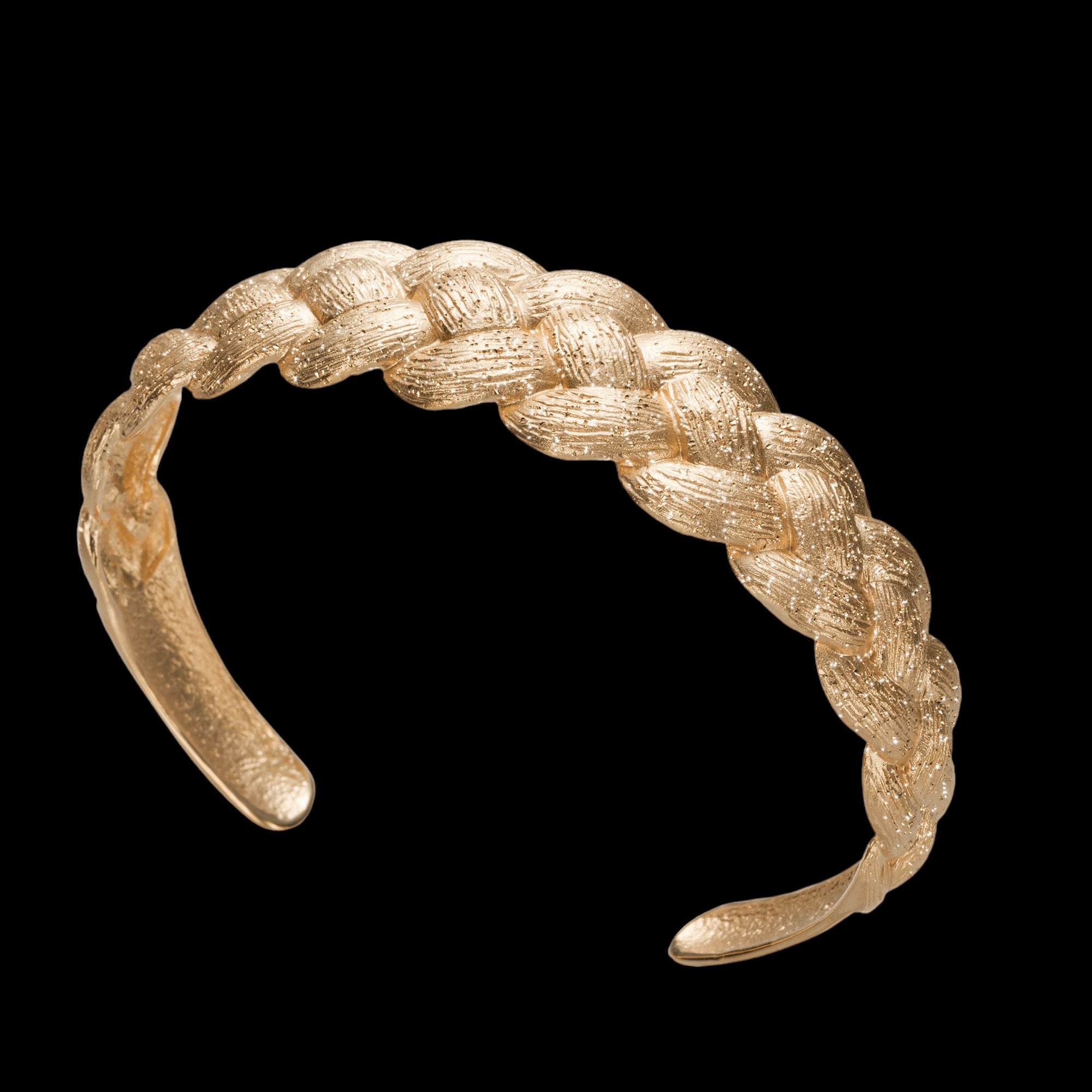 Schitterende 14Kt gouden en gevlochten bangle