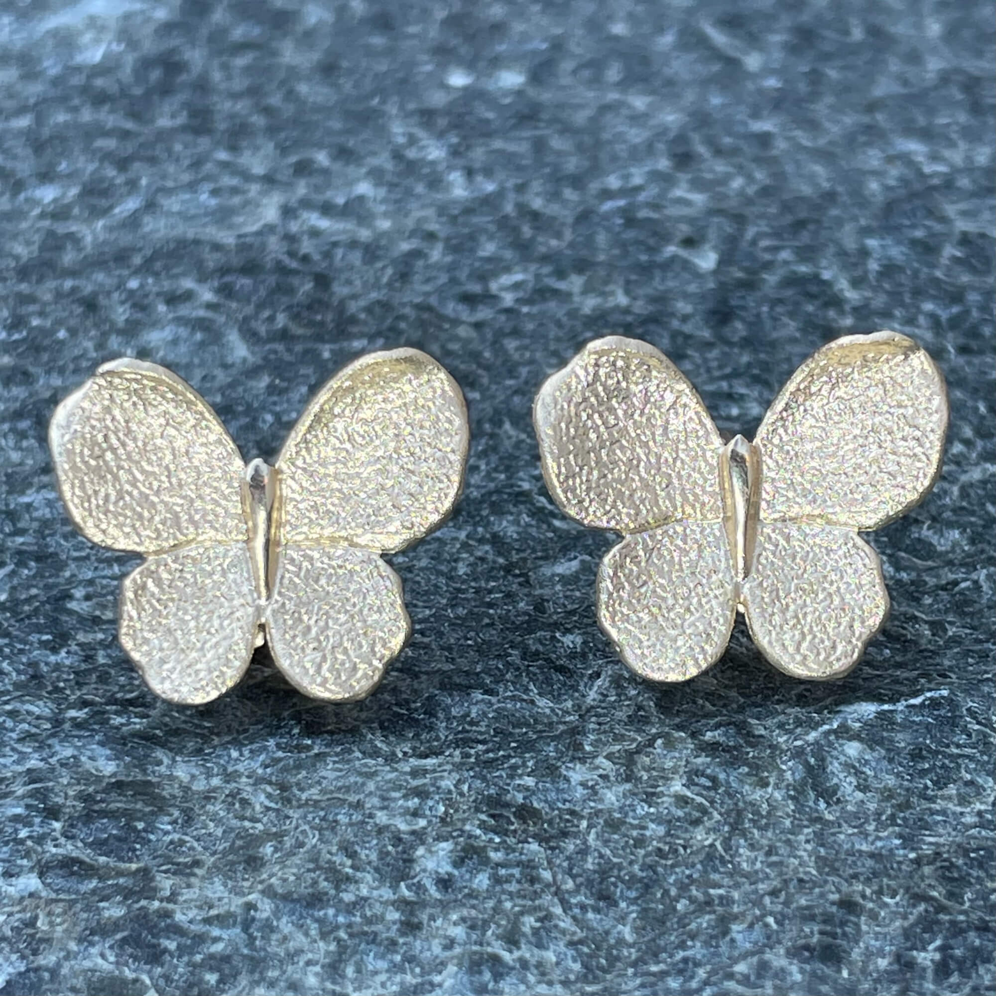 Gold plated larger butterfly earrings