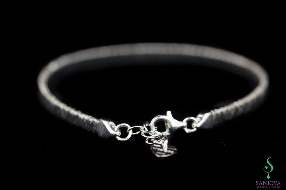 Refined gray bracelet of sterling silver, 4mm