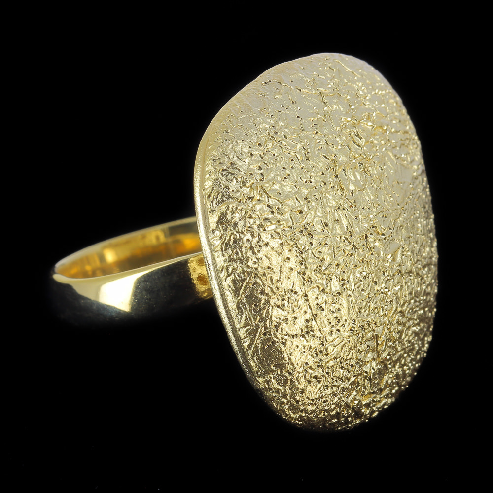 Large gold plated squares ring with rounded corners