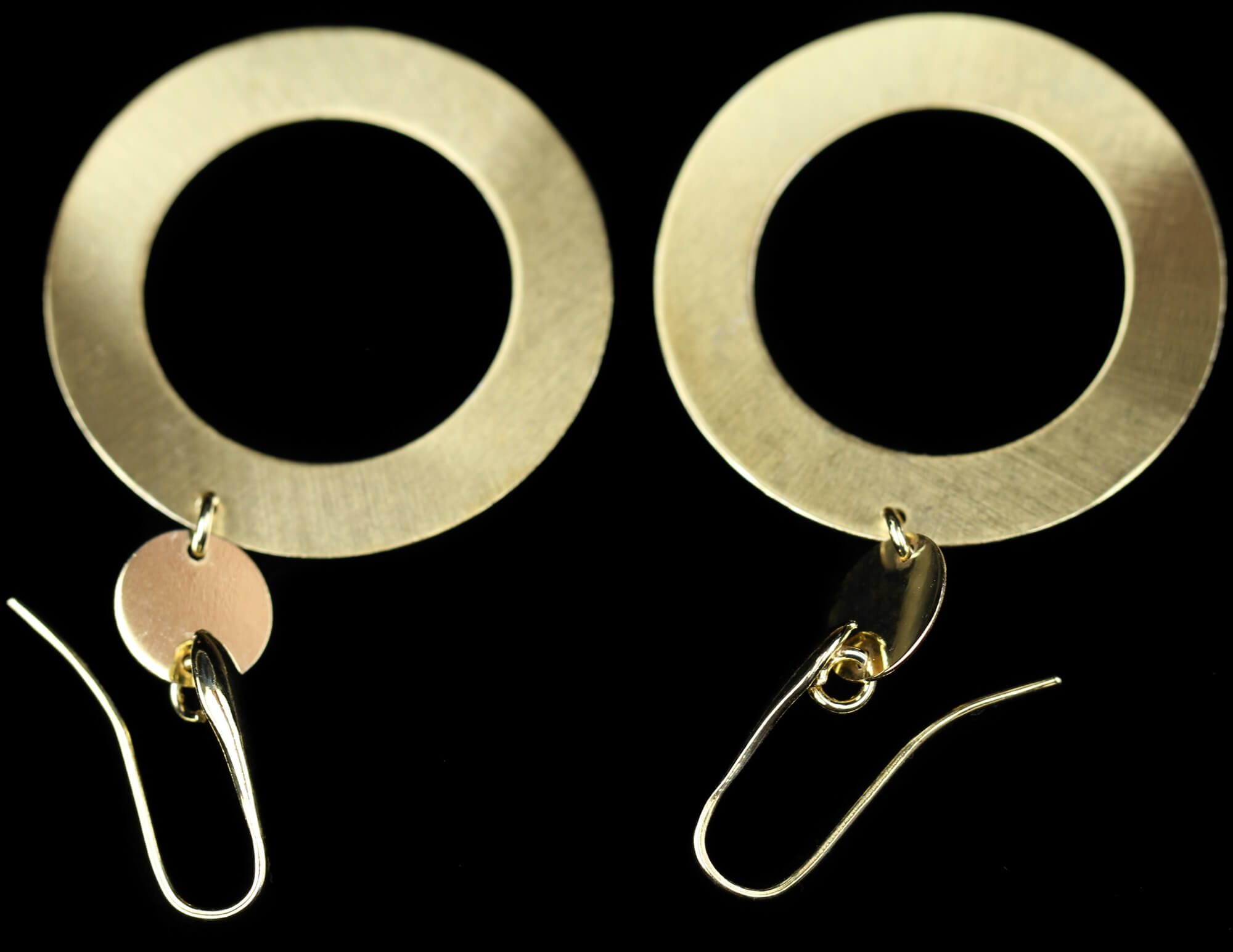 Plated earrings. pendant and roundish