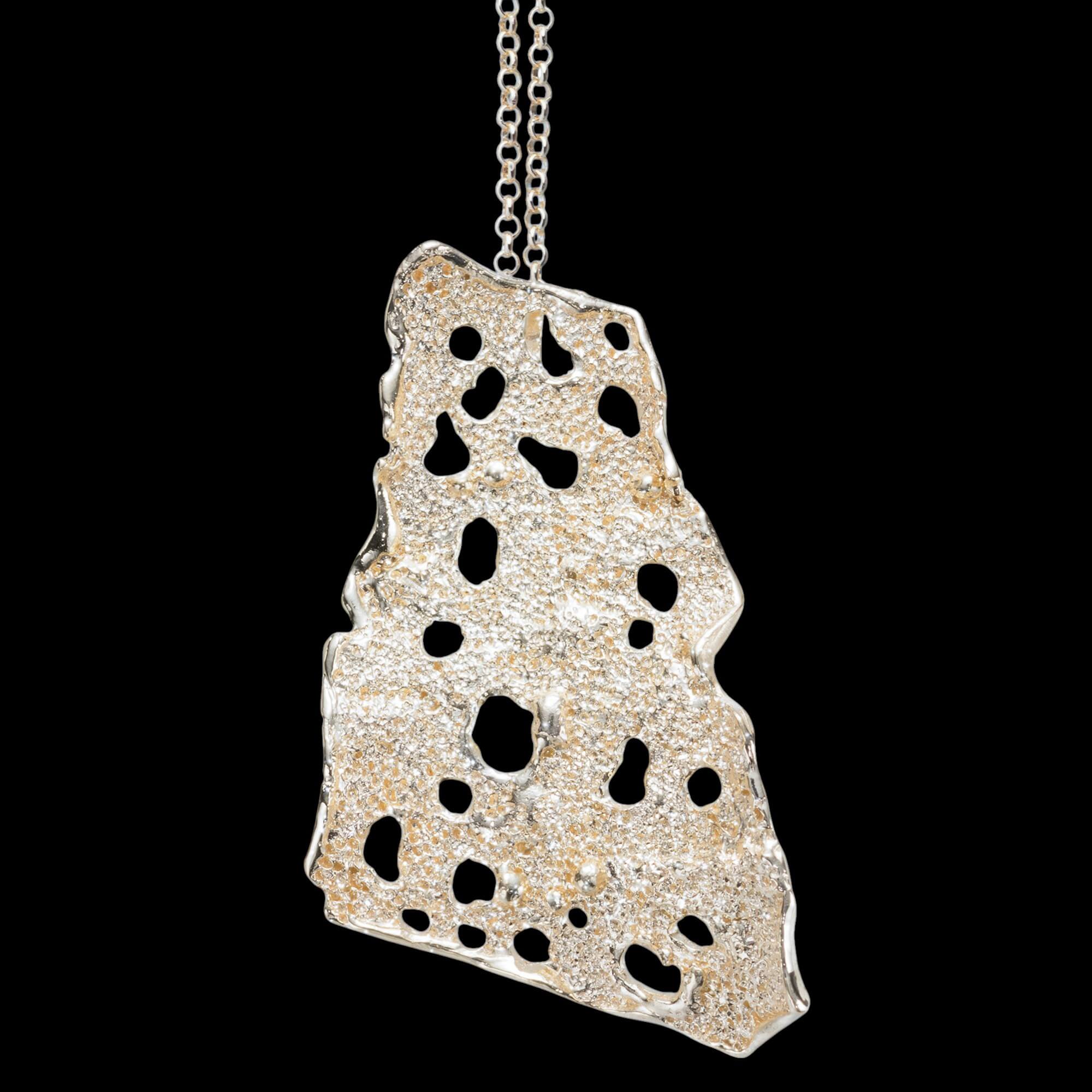 Elongated Artistic Gold-Plated Pendant