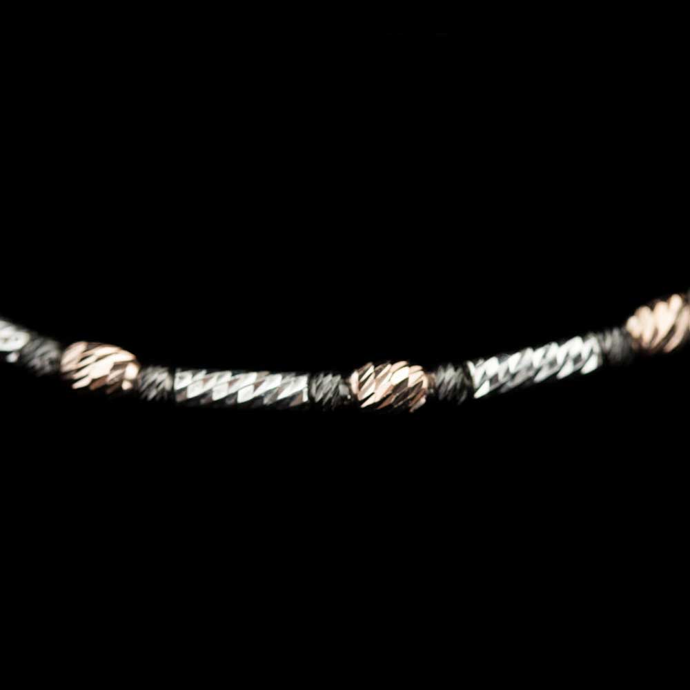 BIZ1217001 - Italiaans driekleurig armbandje van rosé, zwart en zilver