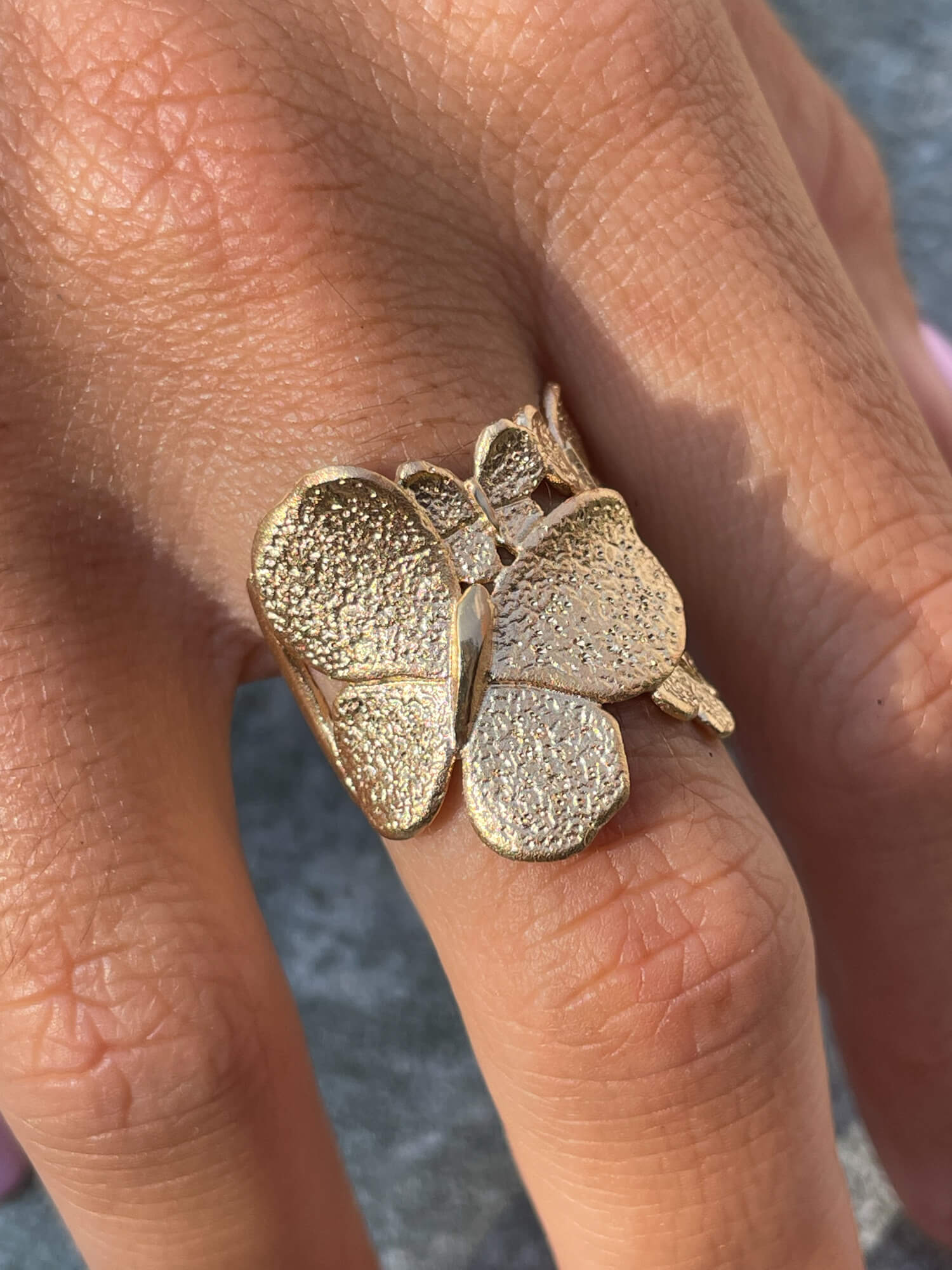 Smaller gold plated butterfly ring