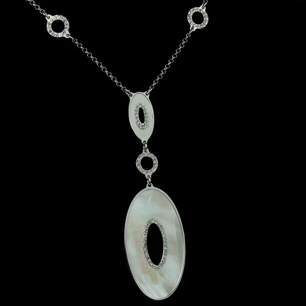Silver necklace necklace with pendant of two ovals