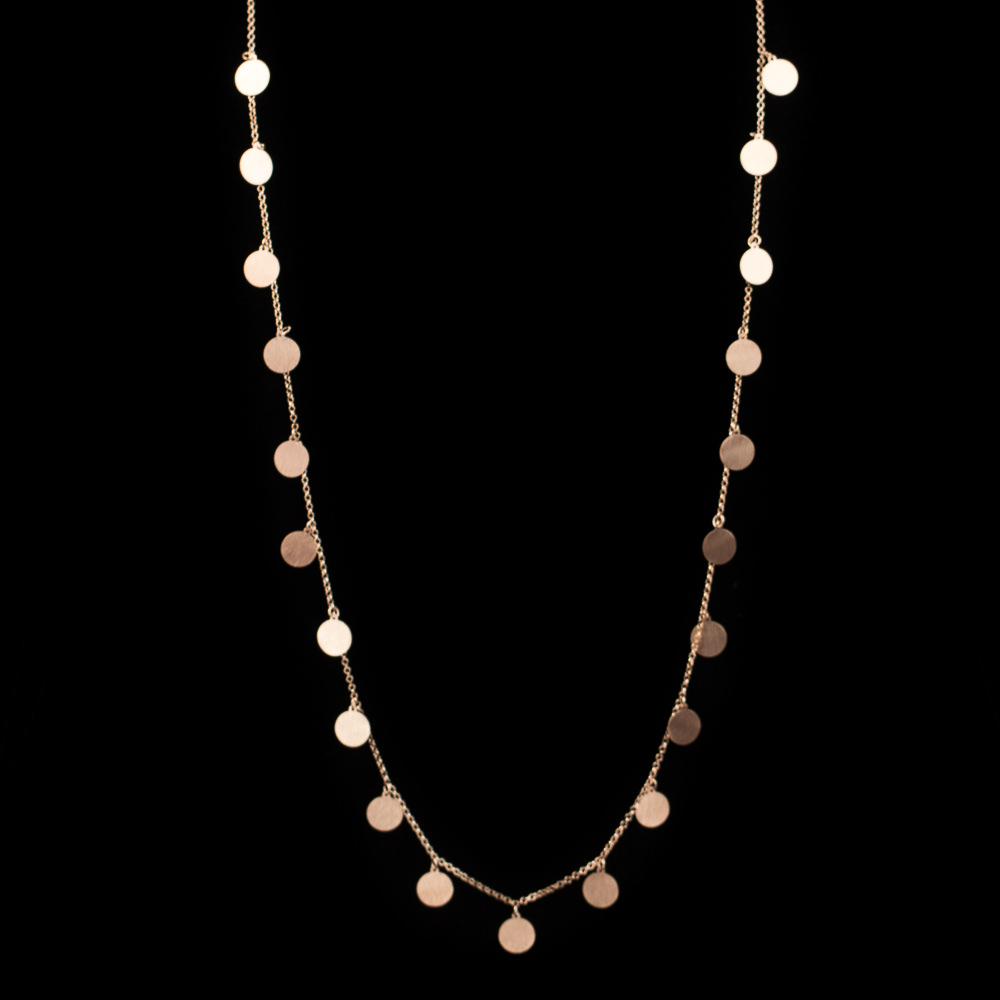 ES0217005R - Lange rosé ketting met cirkeltjes