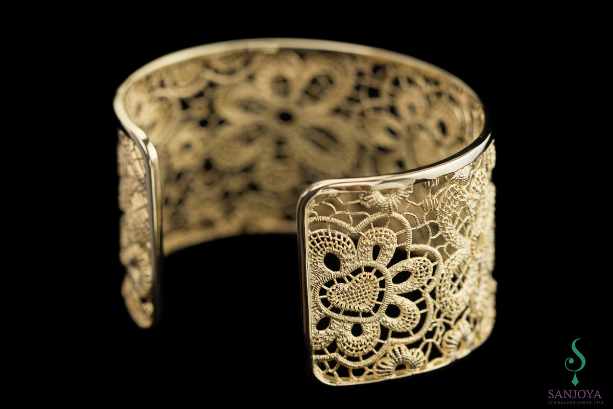 Gold-plated and machined slave side bracelet / narrow version