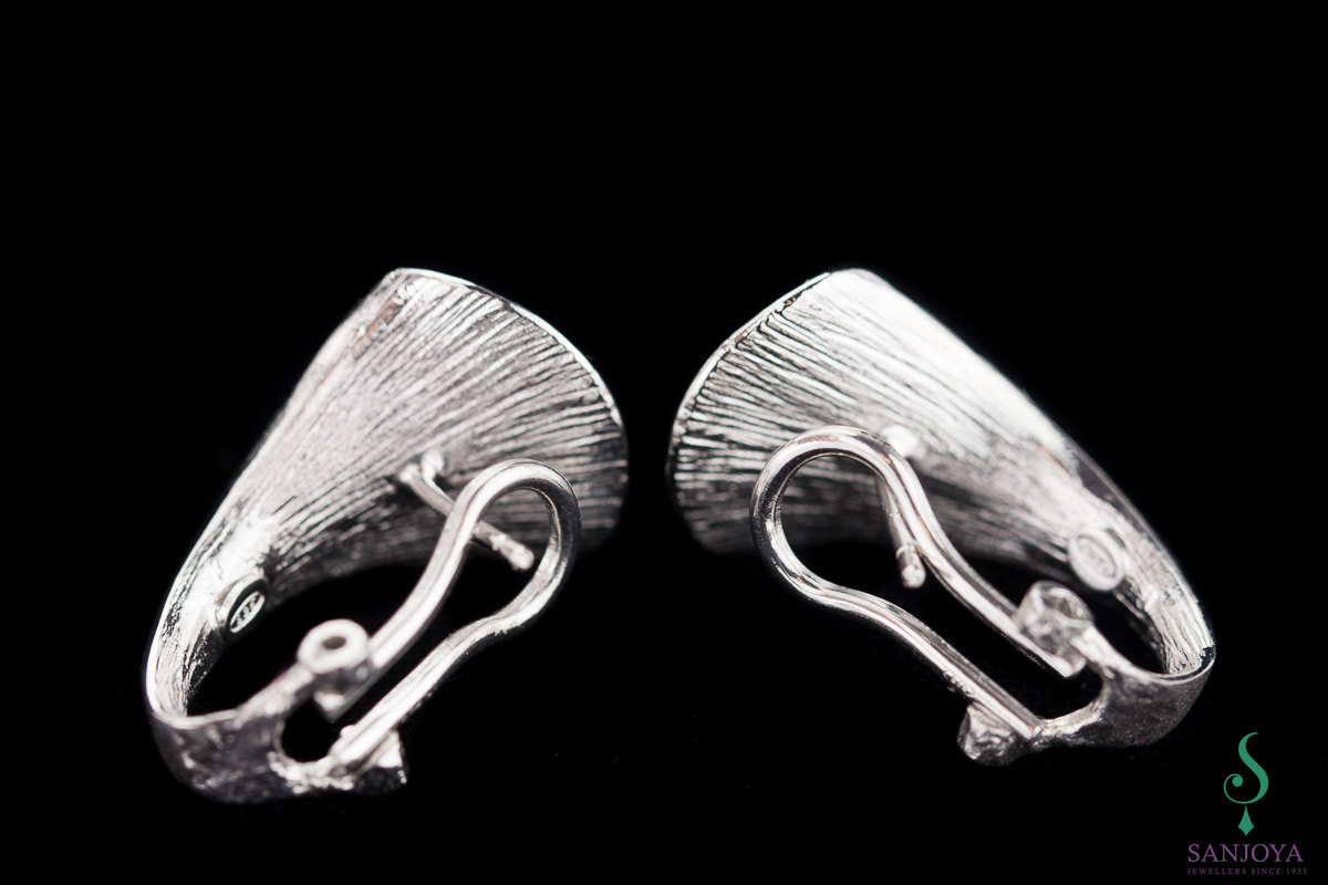 Silver and polished earrings in V-shape