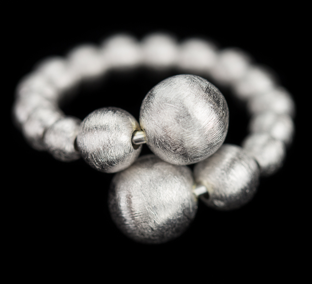 Silver fancy spheres ring