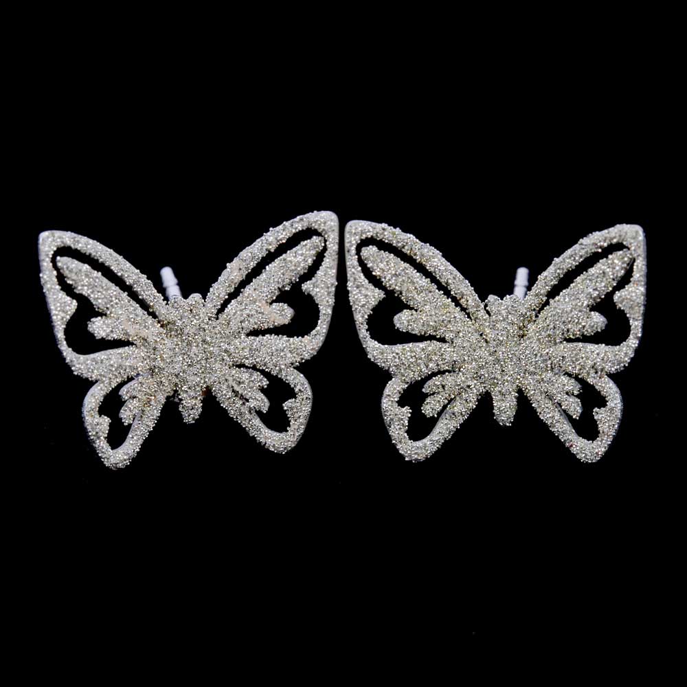 Schitterende zilveren vlinderoorbellen, gediamanteerd