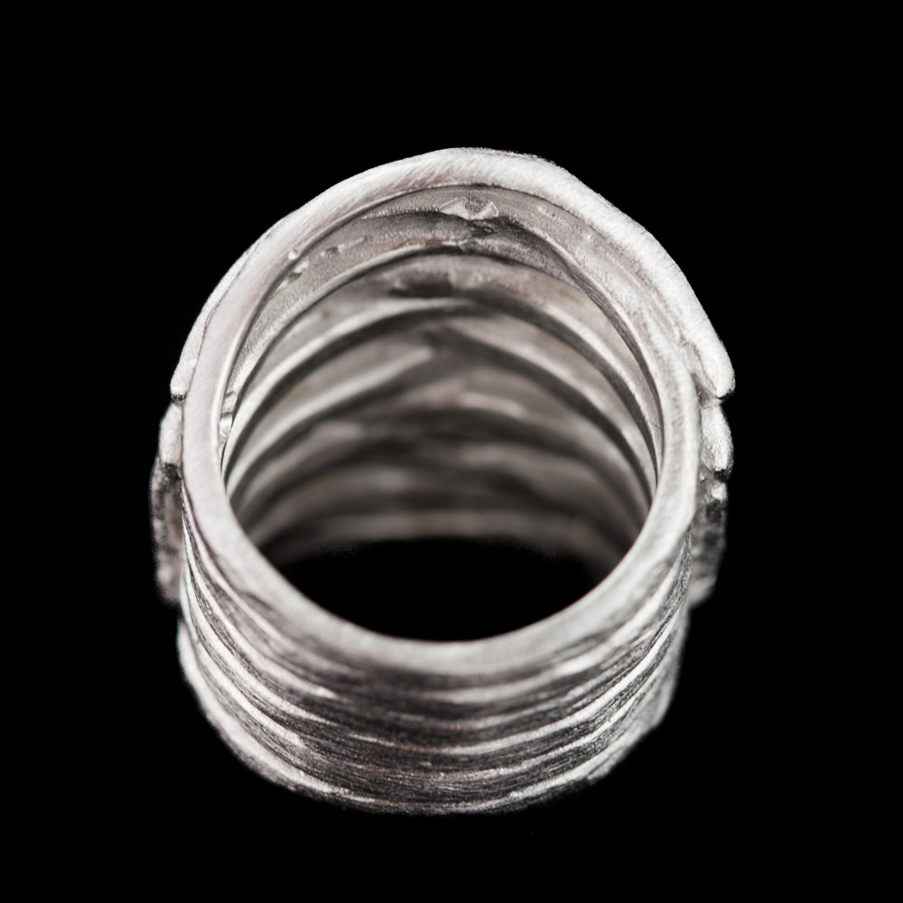 Wide and matt silver ring