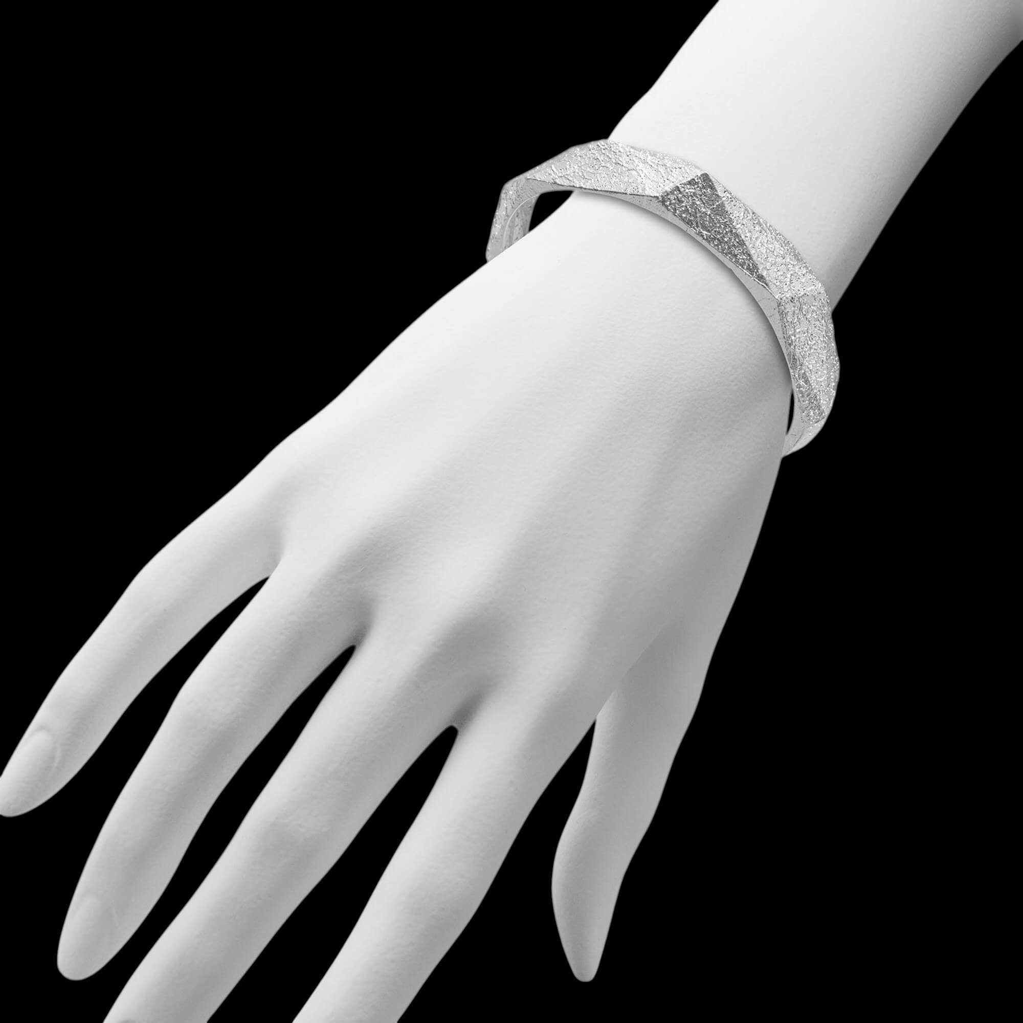Silver Bangle with an Organic Finish