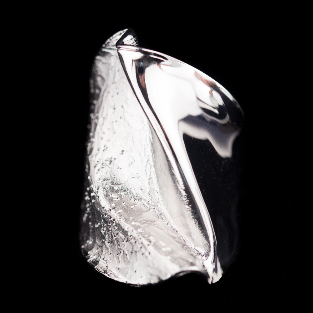PRE1118012 - Brede chique zilveren ring, mat, gepolijst en gediamanteerd