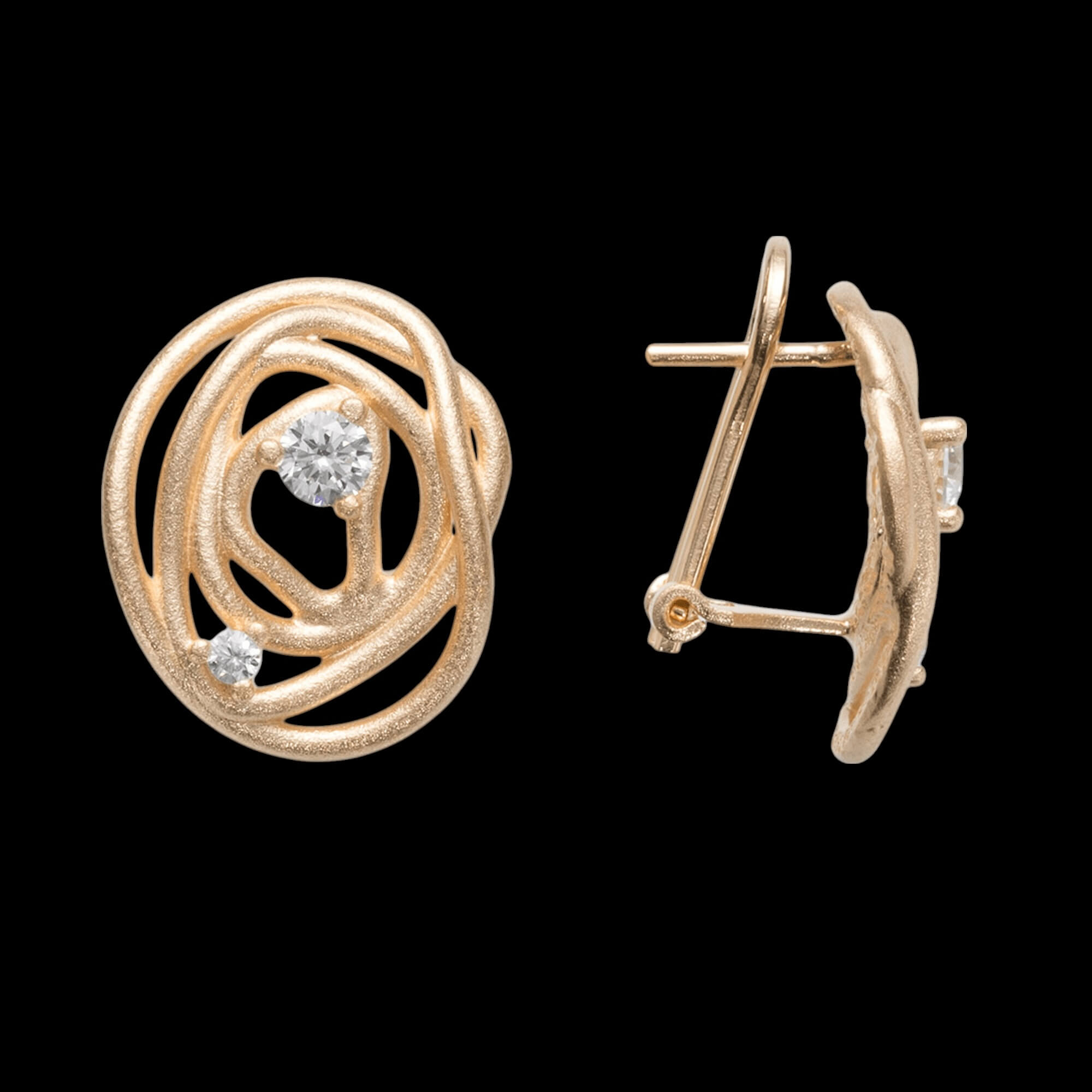 Elegante vergulde oorbelletjes met 2 fonkelende steentjes
