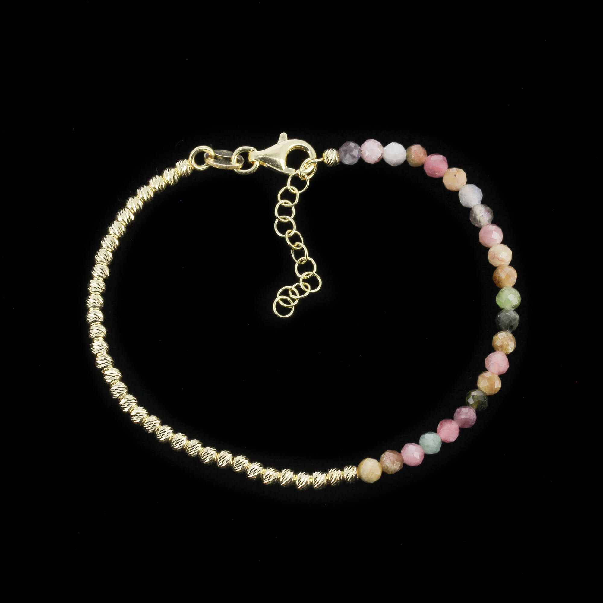 Gold-plated bracelet 2.5 mm balls with color stones