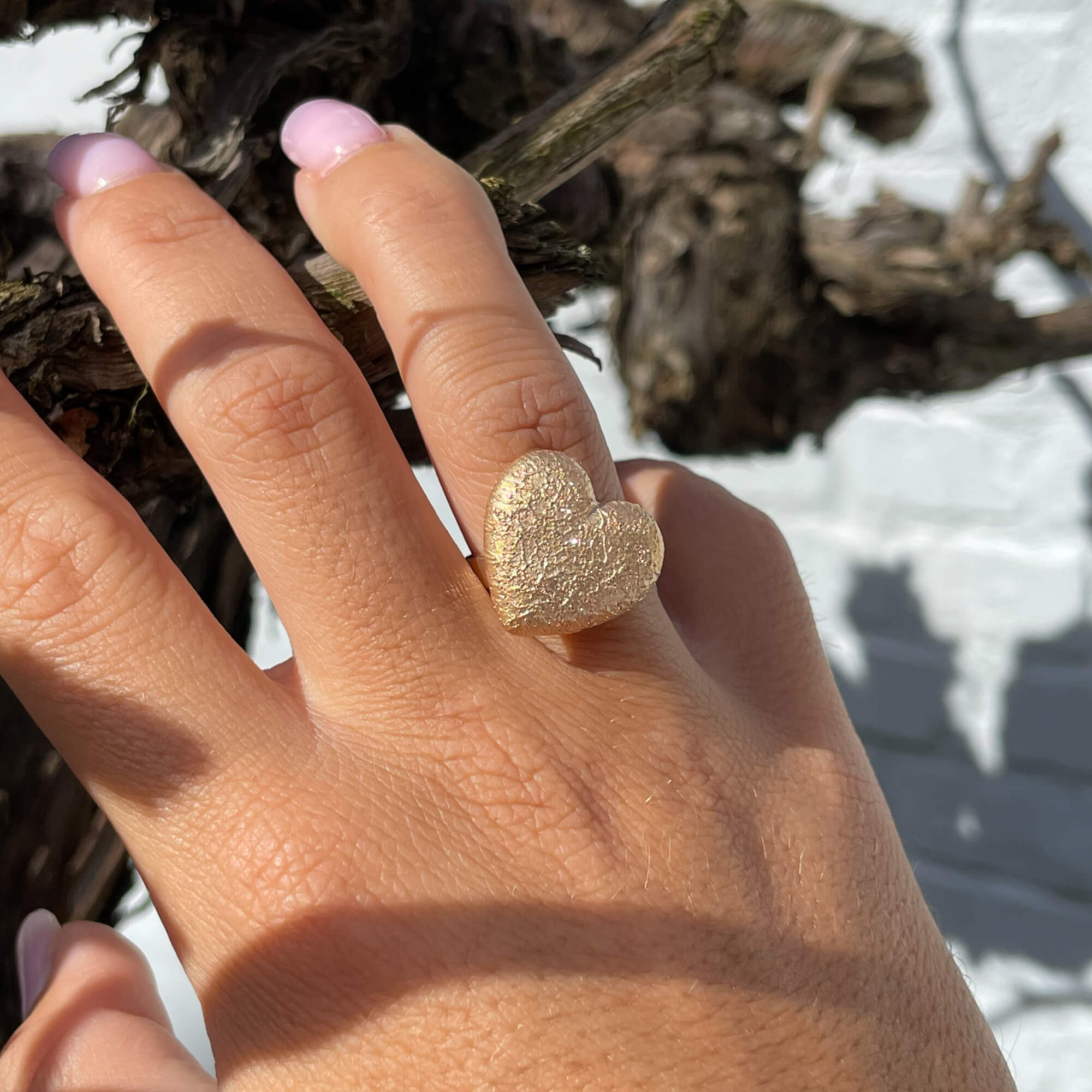 Bague coeur plaqué or, taille unique