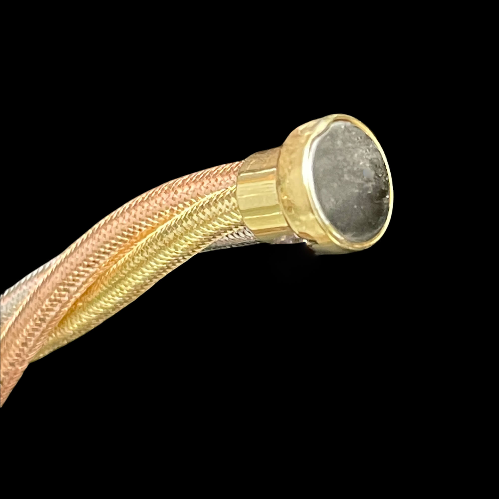 Bracelet oméga torsadé en or 3 couleurs 18 carats et silicone