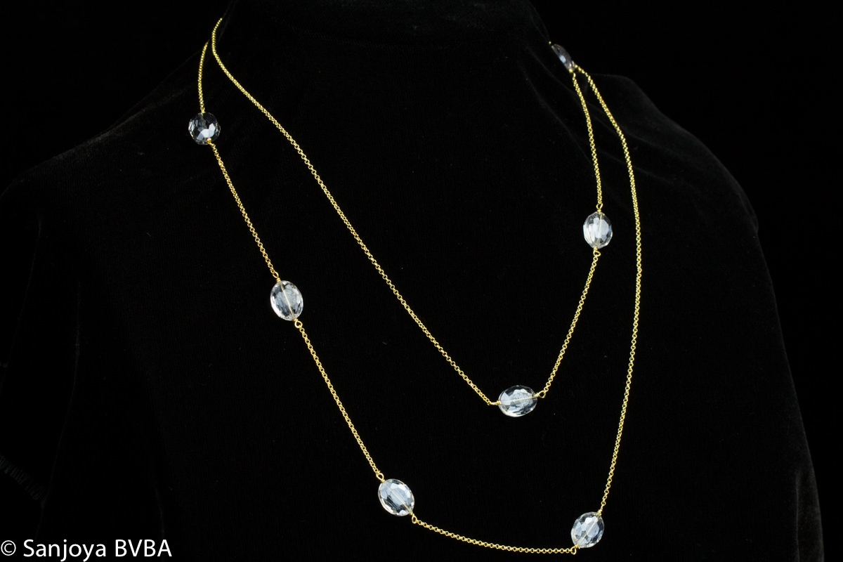 Plated necklace with purple color stones