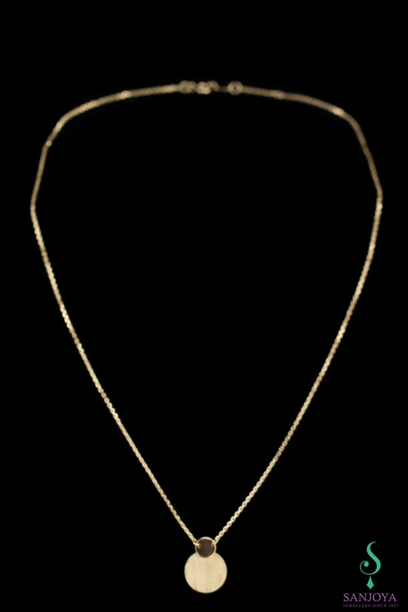 NO0417001 - Gouden ketting met 2 cirkeltjes als hanger, 18Kt