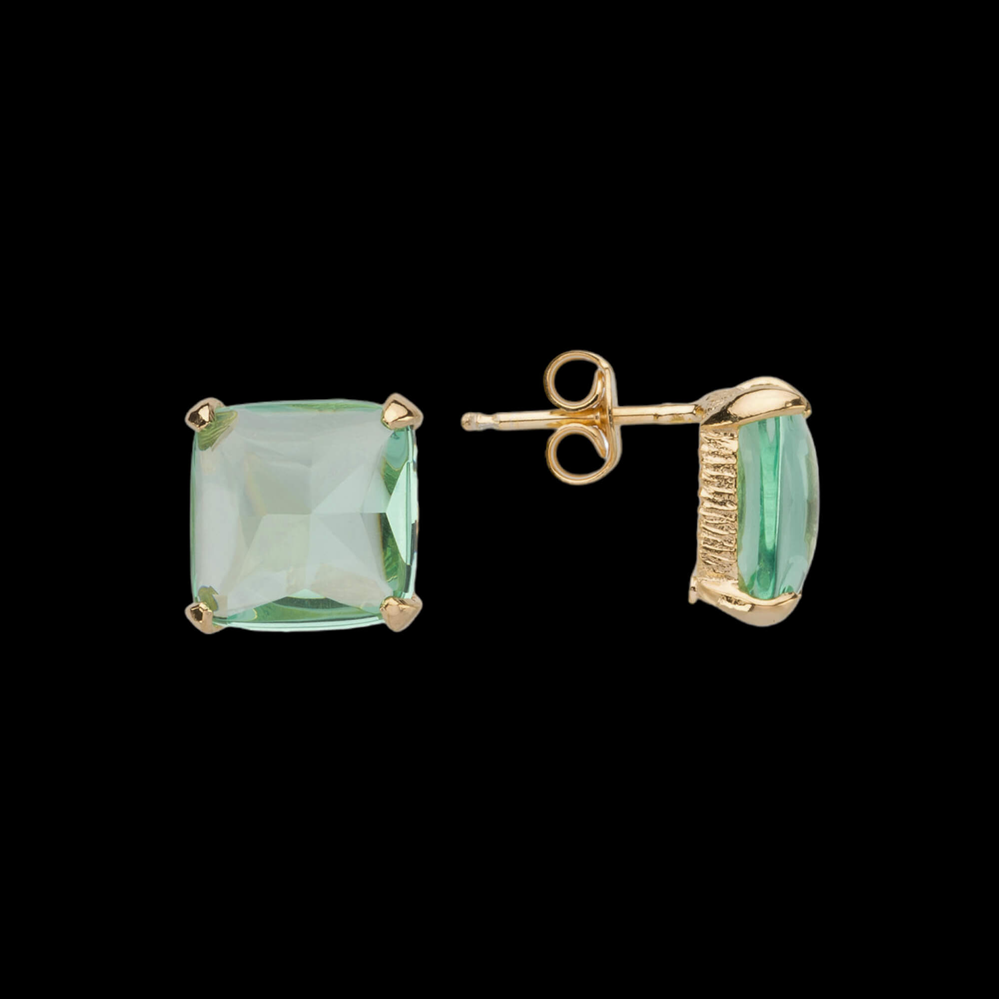 Green and gilt fourth -shaped earrings