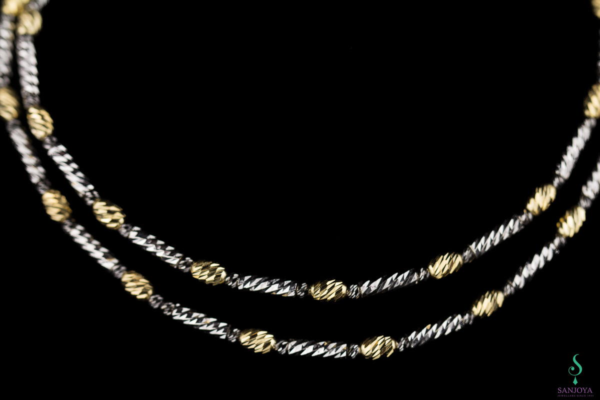 BIZ1218002 - Italiaanse ketting sterling zilver, verguld en zwart