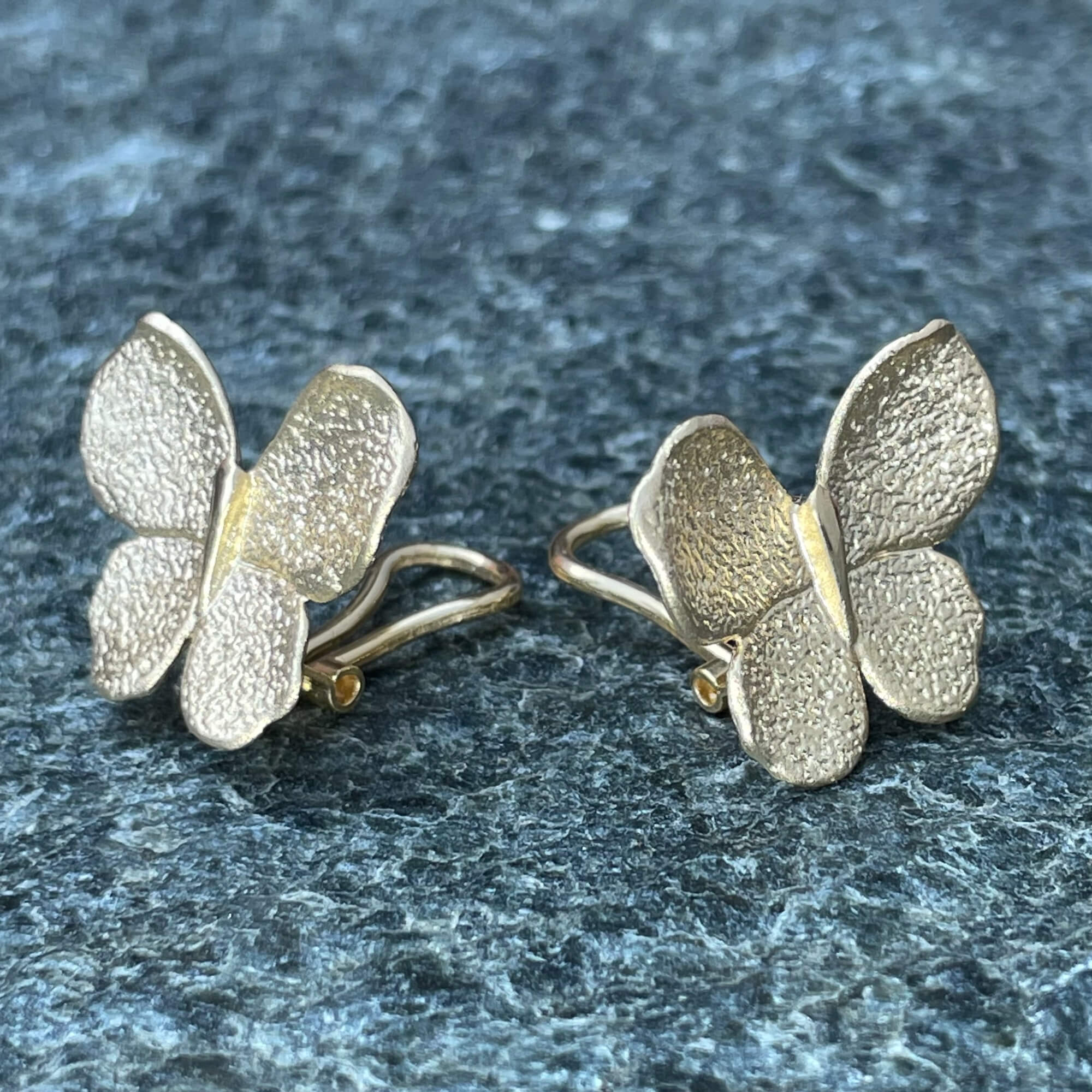 Gold plated larger butterfly earrings